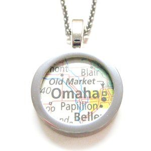 Omaha Nebraska Map Pendant Necklace